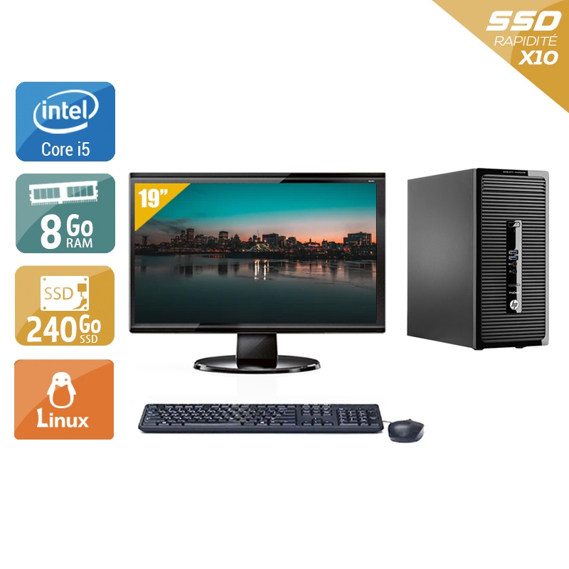 HP ProDesk 490 G2 Tower i5 + Écran - 19'' 8Go RAM 240Go SSD Linux  Bon étatOccasion certifiée reconditionnée Bon état -  reconditionné disponible sur Kiatoo