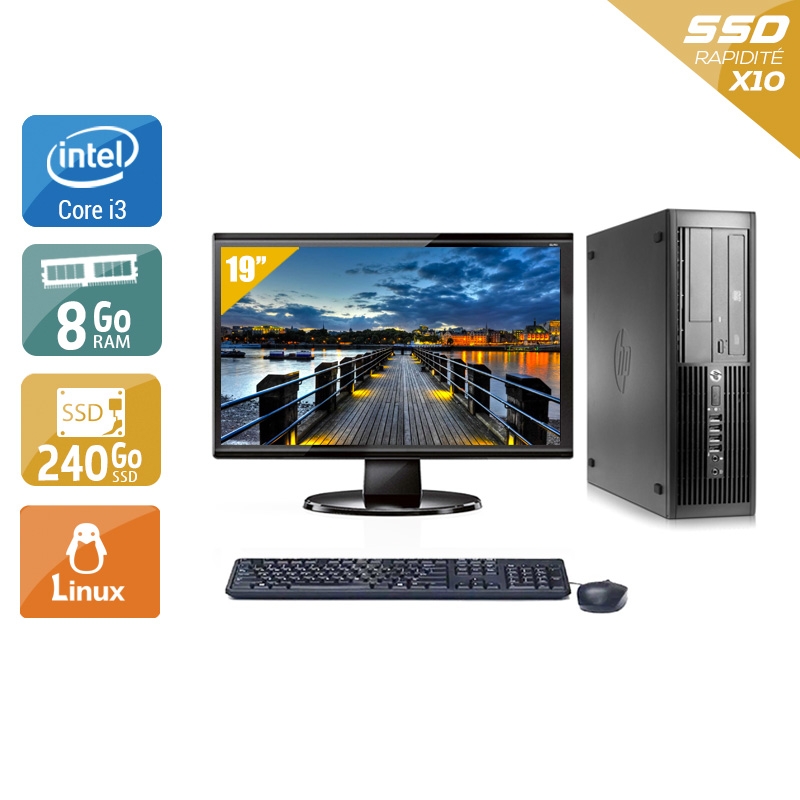 HP Compaq Pro 4300 SFF i3 + Écran - 19'' 8Go RAM 240Go SSD Linux  Très bon étatOccasion certifiée reconditionnée Bon état -  reconditionné disponible sur Kiatoo