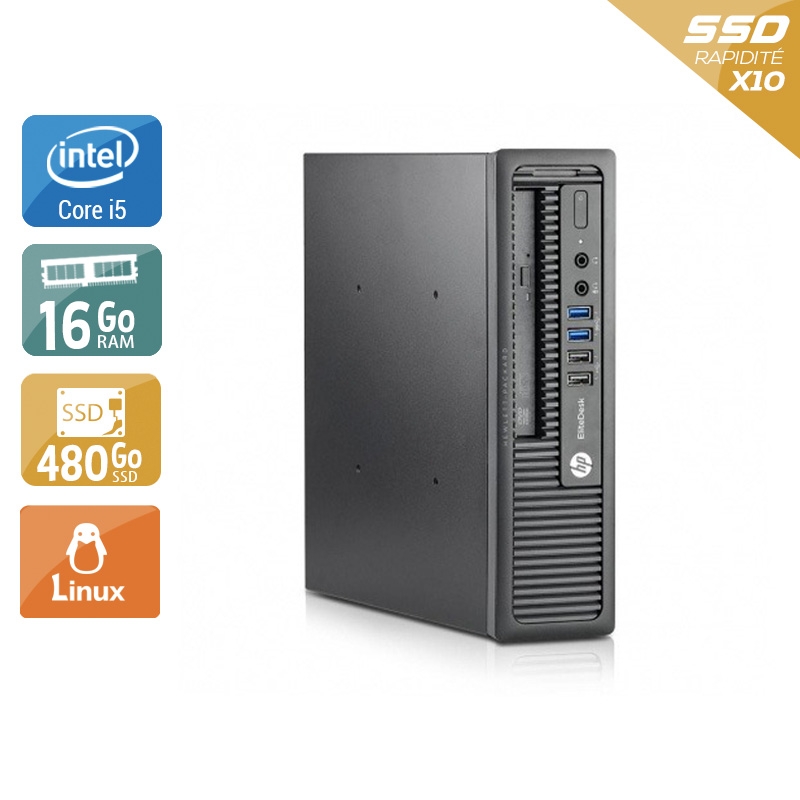 HP EliteDesk 800 G1 USDT i5 - 16Go RAM 480Go SSD Linux  Bon étatOccasion certifiée reconditionnée Bon état -  reconditionné disponible sur Kiatoo