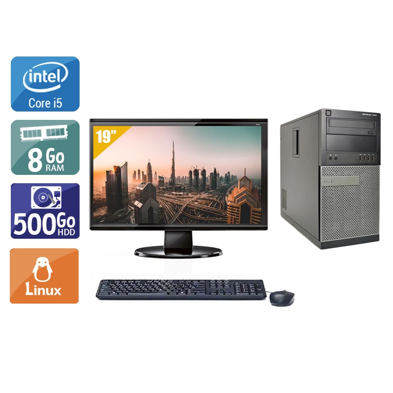 Dell Optiplex 790 Tower i5 + Écran - 19'' 8Go RAM 500Go HDD Linux  Très bon étatOccasion certifiée reconditionnée Bon état -  reconditionné disponible sur Kiatoo