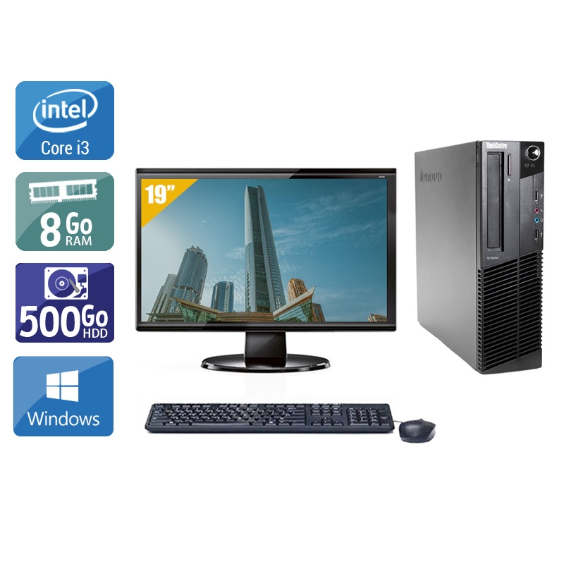 Lenovo ThinkCentre M83 SFF i3 + Écran - 19'' 8Go RAM 500Go HDD Windows 10  Bon étatOccasion certifiée reconditionnée Bon état -  reconditionné disponible sur Kiatoo