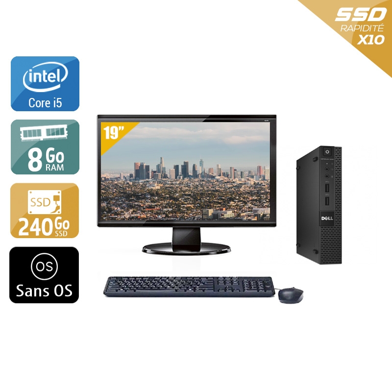 Dell Optiplex 9020M USDT i5 + Écran - 19'' 8Go RAM 240Go SSD Sans OS  Bon étatOccasion certifiée reconditionnée Bon état -  reconditionné disponible sur Kiatoo