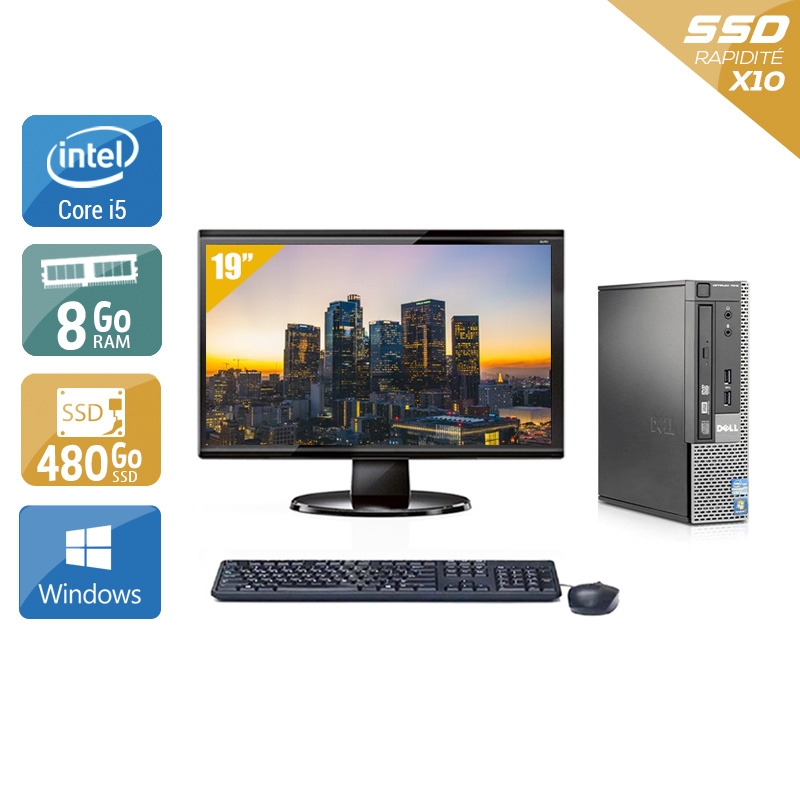 Dell Optiplex 7010 USDT i5 + Écran - 19'' 8Go RAM 480Go SSD Windows 10  État correctOccasion certifiée reconditionnée Bon état -  reconditionné disponible sur Kiatoo