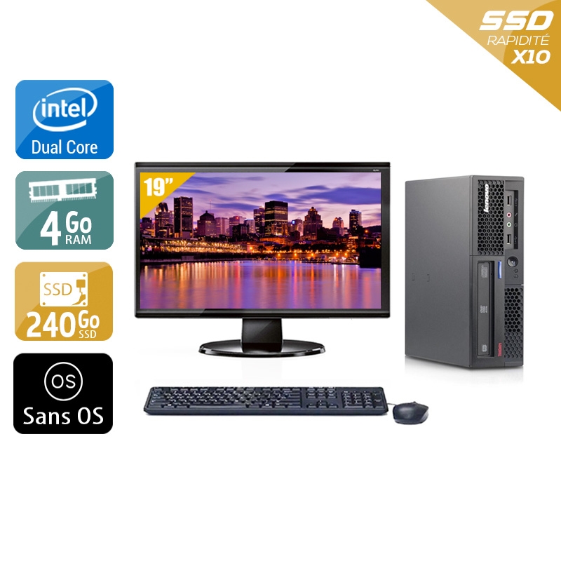 Lenovo ThinkCentre M58 USFF Dual Core + Écran - 19'' 4Go RAM 240Go SSD Sans OS  Bon étatOccasion certifiée reconditionnée Bon état -  reconditionné disponible sur Kiatoo