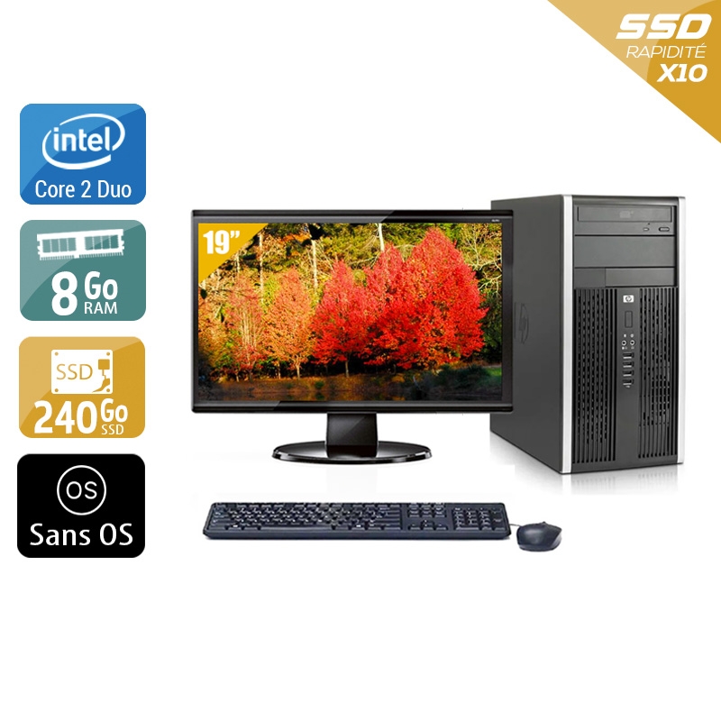 HP Compaq Pro 6000 Tower Core 2 Duo + Écran - 19'' 8Go RAM 240Go SSD Sans OS  Bon étatOccasion certifiée reconditionnée Bon état -  reconditionné disponible sur Kiatoo
