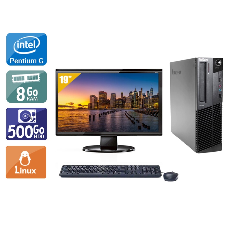 Lenovo ThinkCentre M82 SFF Pentium G Dual Core + Écran - 19'' 8Go RAM 500Go HDD Linux  Bon étatOccasion certifiée reconditionnée Bon état -  reconditionné disponible sur Kiatoo