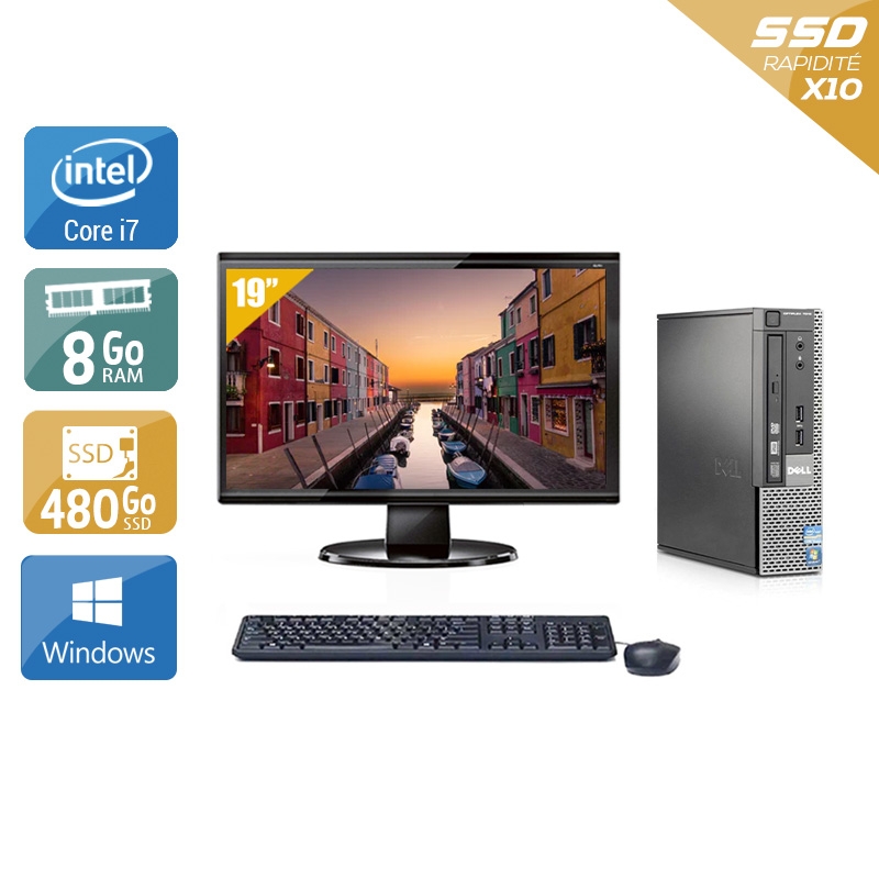 Dell Optiplex 7010 USDT i7 + Écran - 19'' 8Go RAM 480Go SSD Windows 10  Bon étatOccasion certifiée reconditionnée Bon état -  reconditionné disponible sur Kiatoo