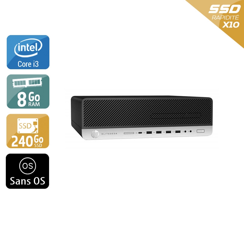 Acheter HP EliteDesk 800 G3 SFF i3 Gen 7 - 8Go RAM 240Go SSD Sans OS Très bon étatOccasion certifiée reconditionnée Bon état - 232,50 € HP EliteDesk 800 G3 SFF i3 Gen 7 - 8Go RAM 240Go SSD Sans OS Très bon étatOccasion certifiée reconditionnée Bon état - reconditionné disponible sur Kiatoo
