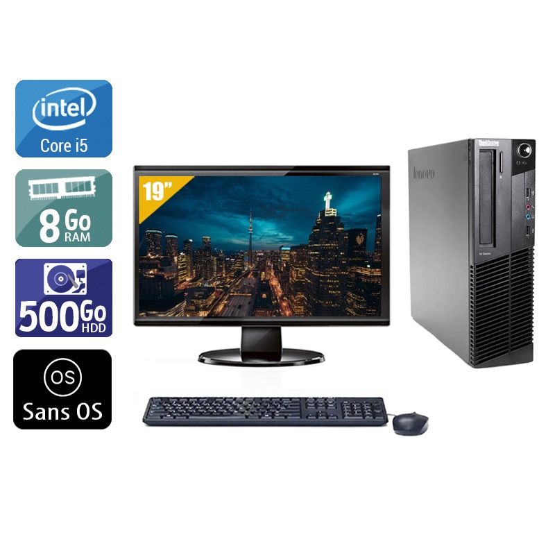 Lenovo ThinkCentre M92 SFF i5 + Écran - 19'' 8Go RAM 500Go HDD Sans OS  Bon étatOccasion certifiée reconditionnée Bon état -  reconditionné disponible sur Kiatoo