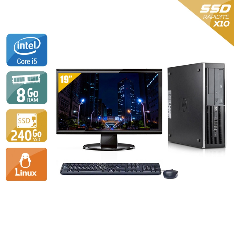 HP Compaq Elite 8100 SFF i5 + Écran - 19'' 8Go RAM 240Go SSD Linux  Très bon étatOccasion certifiée reconditionnée Bon état -  reconditionné disponible sur Kiatoo