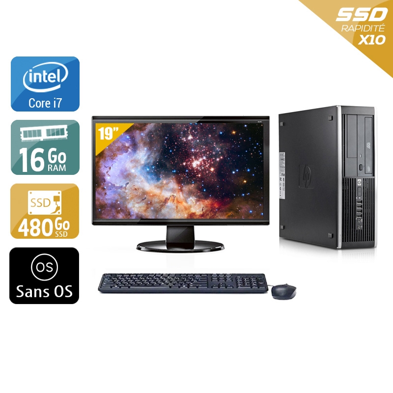 HP Compaq Elite 8300 SFF i7 + Écran - 19'' 16Go RAM 480Go SSD Sans OS  Très bon étatOccasion certifiée reconditionnée Bon état -  reconditionné disponible sur Kiatoo