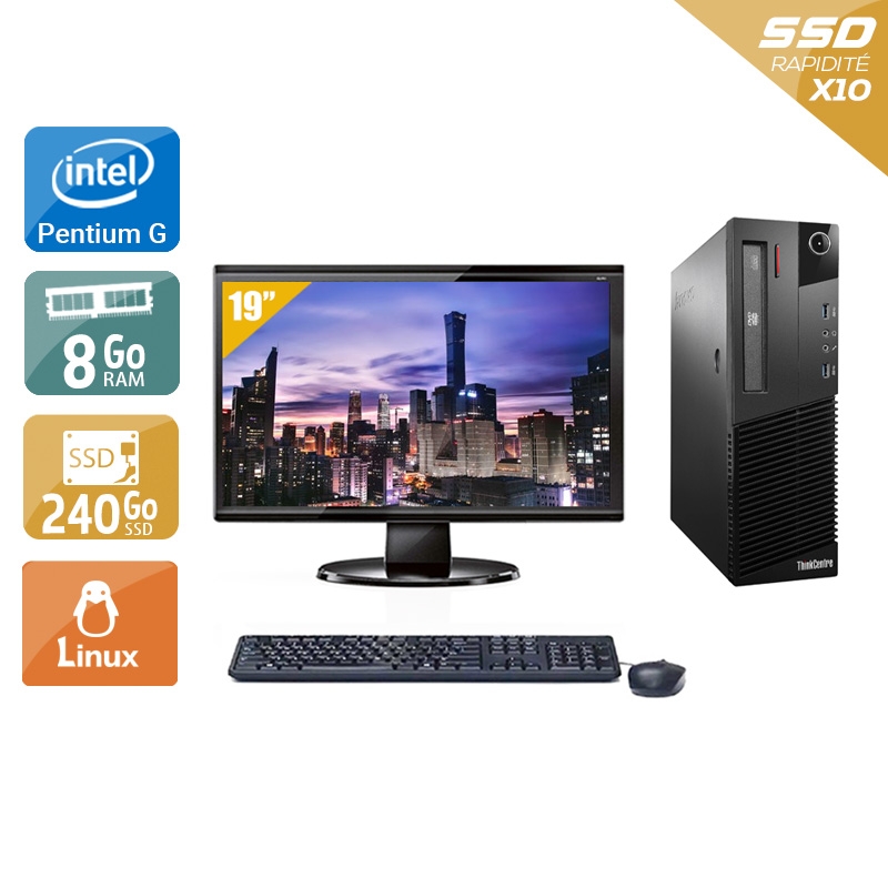 Acheter Lenovo ThinkCentre M93 SFF Pentium G Dual Core + Écran - 19'' 8Go RAM 240Go SSD Linux Bon étatOccasion certifiée reconditionnée Bon état - 282,50 € Lenovo ThinkCentre M93 SFF Pentium G Dual Core + Écran - 19'' 8Go RAM 240Go SSD Linux Bon étatOccasion certifiée reconditionnée Bon état - reconditionné disponible sur Kiatoo