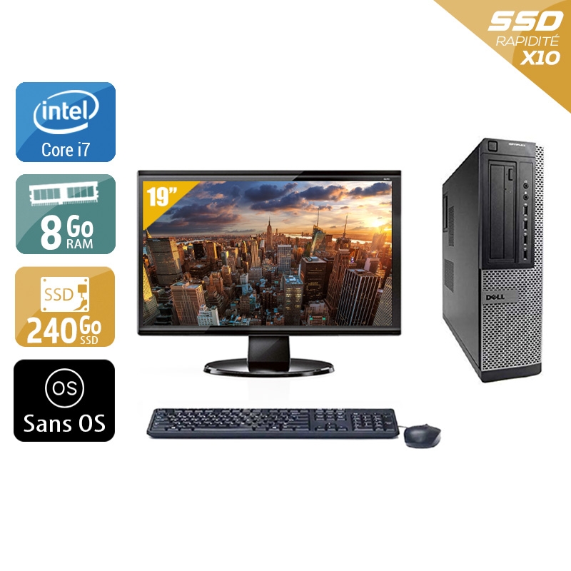 Dell Optiplex 790 Desktop i7 + Écran - 19'' 8Go RAM 240Go SSD Sans OS  Bon étatOccasion certifiée reconditionnée Bon état -  reconditionné disponible sur Kiatoo