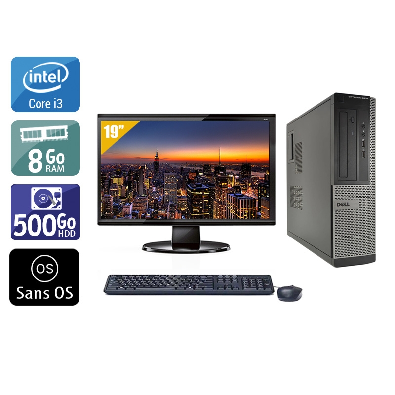 Dell Optiplex 3010 Desktop i3 + Écran - 19'' 8Go RAM 500Go HDD Sans OS  Bon étatOccasion certifiée reconditionnée Bon état -  reconditionné disponible sur Kiatoo