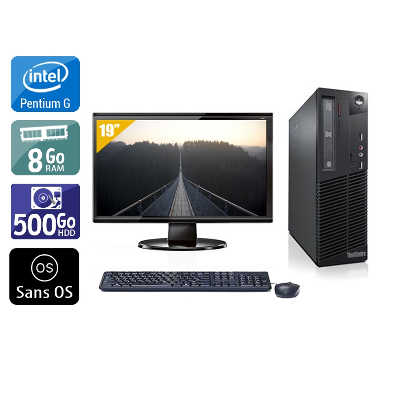 Lenovo ThinkCentre M72E SFF Pentium G Dual Core + Écran - 19'' 8Go RAM 500Go HDD Sans OS  Bon étatOccasion certifiée reconditionnée Bon état -  reconditionné disponible sur Kiatoo