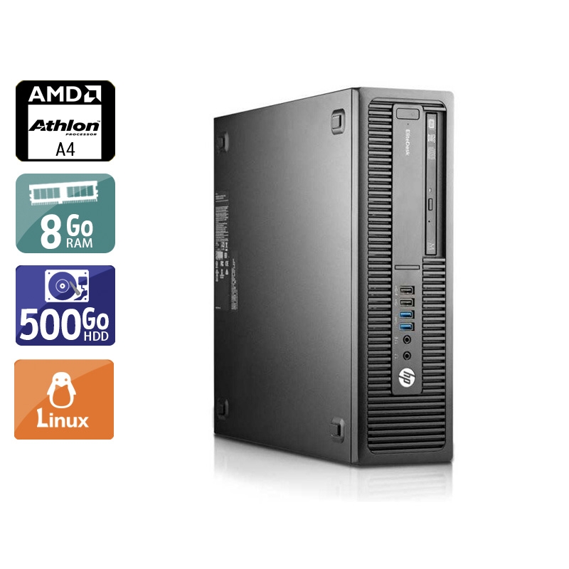 HP EliteDesk 705 G1 SFF AMD A4 - 8Go RAM 500Go HDD Linux  Très bon étatOccasion certifiée reconditionnée Bon état -  reconditionné disponible sur Kiatoo