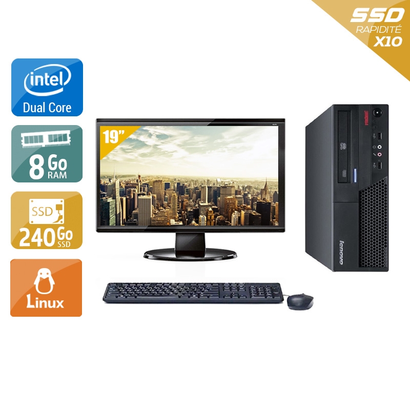 Lenovo ThinkCentre M58 SFF Dual Core + Écran - 19'' 8Go RAM 240Go SSD Linux  Bon étatOccasion certifiée reconditionnée Bon état -  reconditionné disponible sur Kiatoo