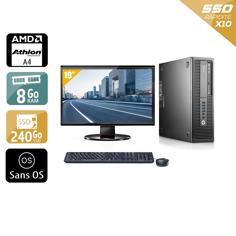 Acheter HP EliteDesk 705 G1 SFF AMD A4 + Écran - 19'' 8Go RAM 240Go SSD Sans OS Bon étatOccasion certifiée reconditionnée Bon état - 224,17 € HP EliteDesk 705 G1 SFF AMD A4 + Écran - 19'' 8Go RAM 240Go SSD Sans OS Bon étatOccasion certifiée reconditionnée Bon état - reconditionné disponible sur Kiatoo