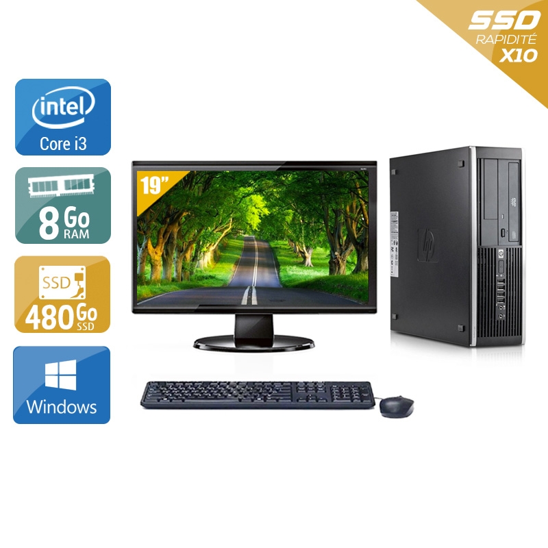 HP Compaq Elite 8300 SFF i3 + Écran - 19'' 8Go RAM 480Go SSD Windows 10  Bon étatOccasion certifiée reconditionnée Bon état -  reconditionné disponible sur Kiatoo