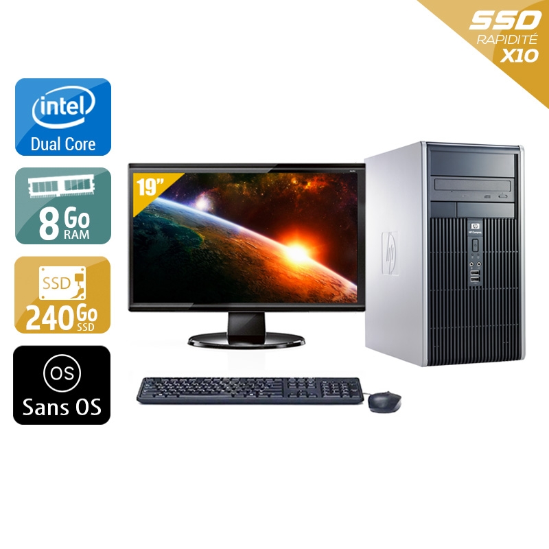 HP Compaq dc5800 Tower Dual Core + Écran - 19'' 8Go RAM 240Go SSD Sans OS  Bon étatOccasion certifiée reconditionnée Bon état -  reconditionné disponible sur Kiatoo
