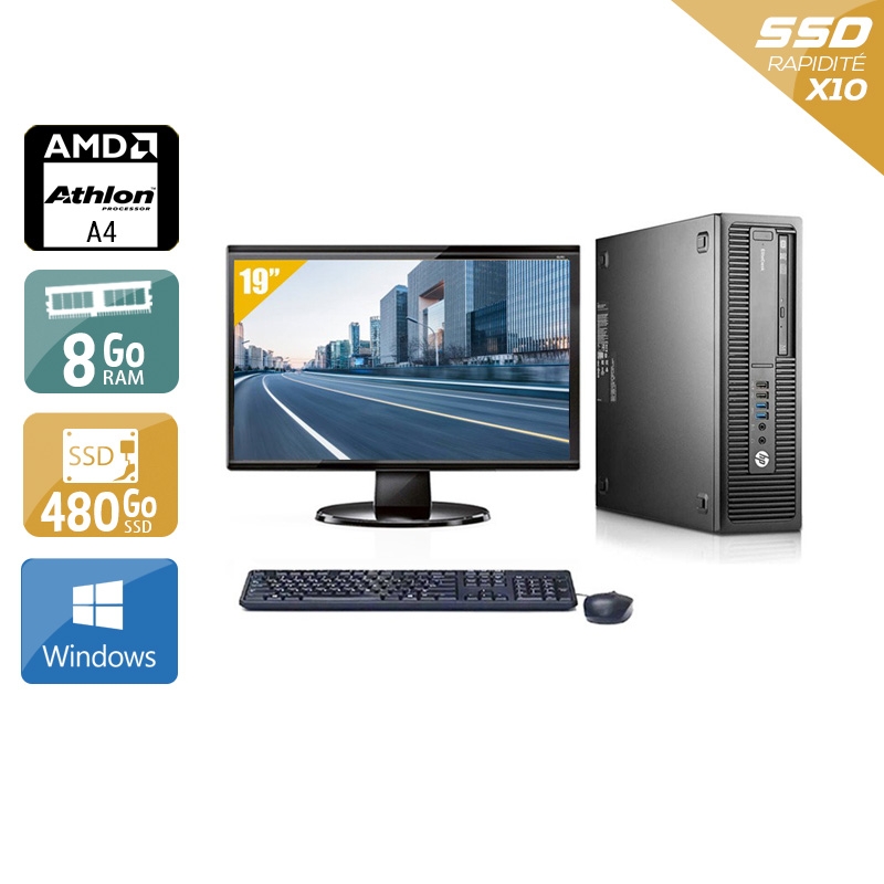 HP EliteDesk 705 G1 SFF AMD A4 + Écran - 19'' 8Go RAM 480Go SSD Windows 10  Bon étatOccasion certifiée reconditionnée Bon état -  reconditionné disponible sur Kiatoo