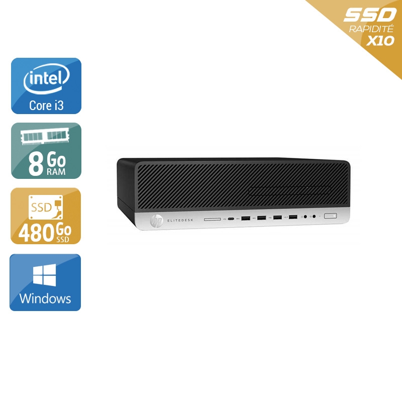 HP EliteDesk 800 G3 SFF i3 Gen 7 - 8Go RAM 480Go SSD Windows 10  Bon étatOccasion certifiée reconditionnée Bon état -  reconditionné disponible sur Kiatoo