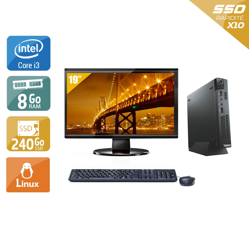 Acheter Lenovo ThinkCentre M72E Tiny i3 + Écran - 19'' 8Go RAM 240Go SSD Linux Bon étatOccasion certifiée reconditionnée Bon état - 224,17 € Lenovo ThinkCentre M72E Tiny i3 + Écran - 19'' 8Go RAM 240Go SSD Linux Bon étatOccasion certifiée reconditionnée Bon état - reconditionné disponible sur Kiatoo