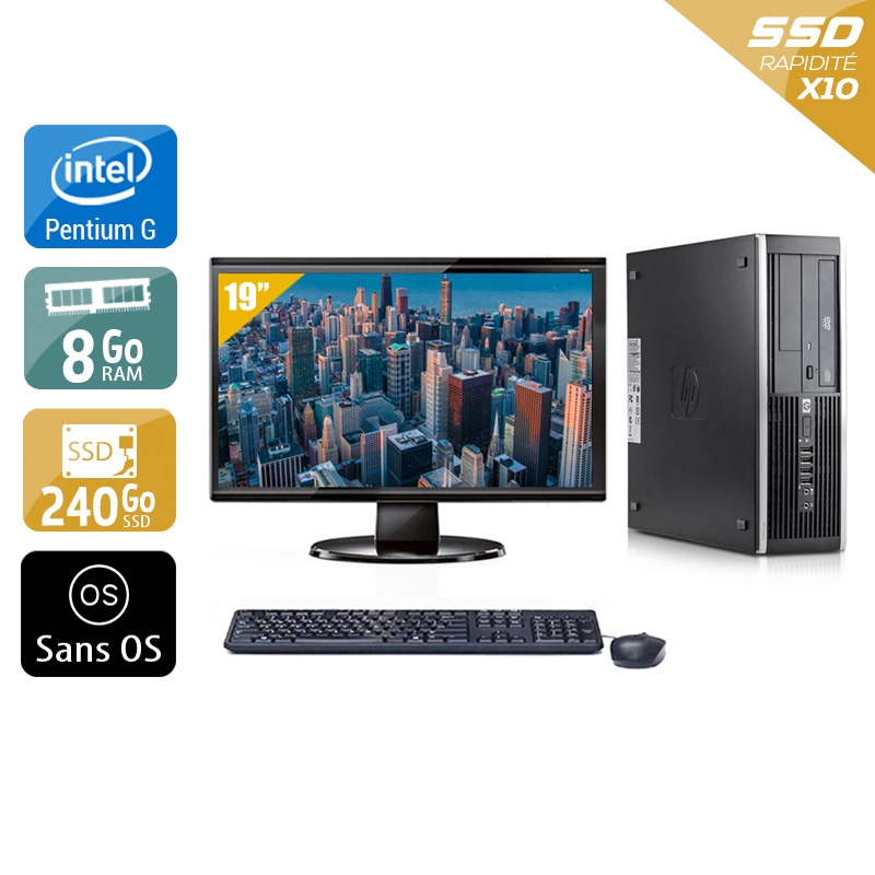 HP Compaq Elite 8100 SFF Pentium G Dual Core + Écran - 19'' 8Go RAM 240Go SSD Sans OS  Bon étatOccasion certifiée reconditionnée Bon état -  reconditionné disponible sur Kiatoo