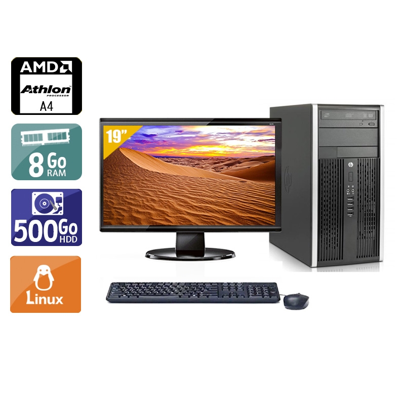 HP Compaq Pro 6305 Tower AMD A4 + Écran - 19'' 8Go RAM 500Go HDD Linux  Bon étatOccasion certifiée reconditionnée Bon état -  reconditionné disponible sur Kiatoo
