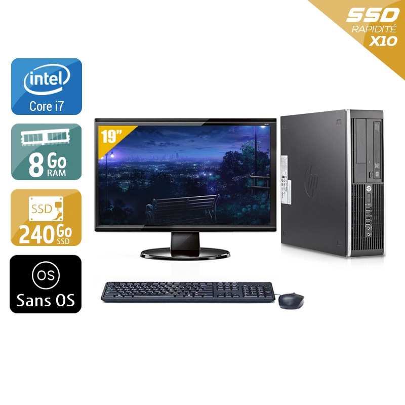HP Compaq Elite 8200 SFF i7 + Écran - 19'' 8Go RAM 240Go SSD Sans OS  Bon étatOccasion certifiée reconditionnée Bon état -  reconditionné disponible sur Kiatoo