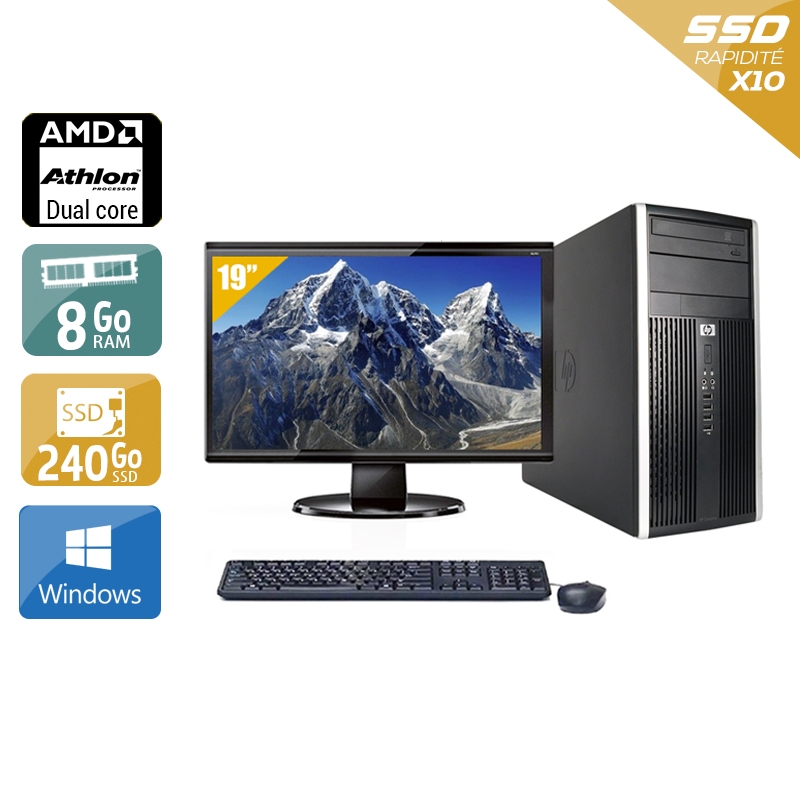 HP Compaq Pro 6005 Tower AMD Athlon Dual Core + Écran - 19'' 8Go RAM 240Go SSD Windows 10  Bon étatOccasion certifiée reconditionnée Bon état -  reconditionné disponible sur Kiatoo