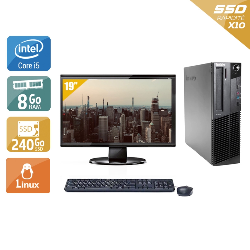 Lenovo ThinkCentre M82 SFF i5 + Écran - 19'' 8Go RAM 240Go SSD Linux  Bon étatOccasion certifiée reconditionnée Bon état -  reconditionné disponible sur Kiatoo