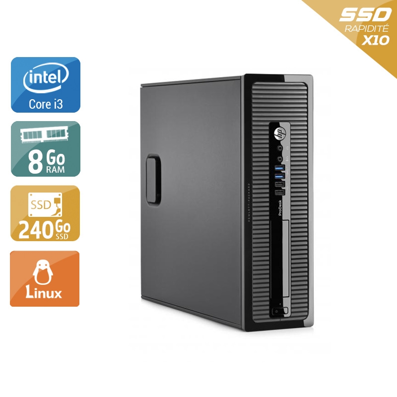 HP ProDesk 400 G2 SFF i3 - 8Go RAM 240Go SSD Linux  État correctOccasion certifiée reconditionnée Bon état -  reconditionné disponible sur Kiatoo