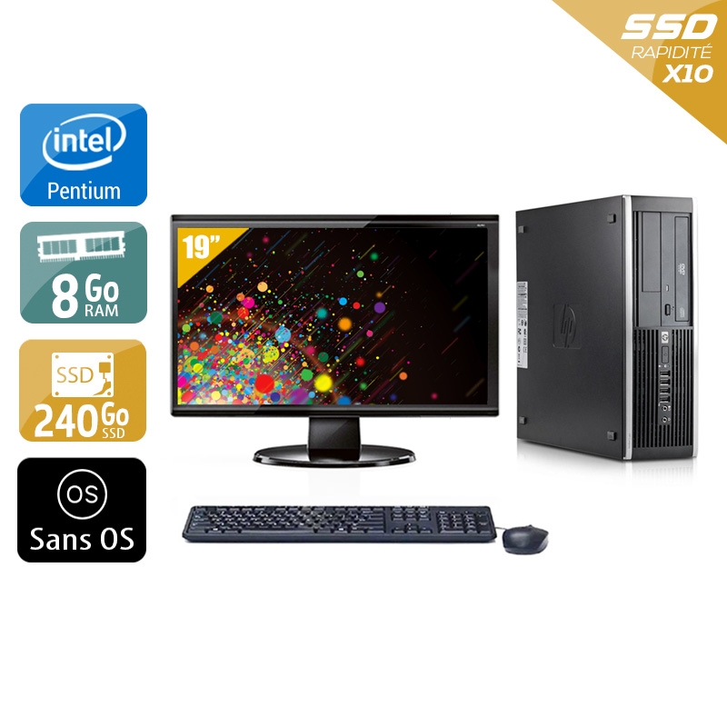 HP Compaq Elite 8300 SFF Pentium G Dual Core + Écran - 19'' 8Go RAM 240Go SSD Sans OS  Très bon étatOccasion certifiée reconditionnée Bon état -  reconditionné disponible sur Kiatoo