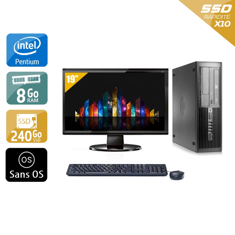 HP Compaq Pro 4300 SFF Pentium G Dual Core + Écran - 19'' 8Go RAM 240Go SSD Sans OS  Bon étatOccasion certifiée reconditionnée Bon état -  reconditionné disponible sur Kiatoo
