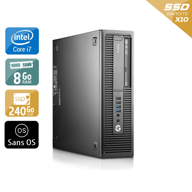 HP EliteDesk 800 G1 SFF i7 - 8Go RAM 240Go SSD Sans OS  État correctOccasion certifiée reconditionnée Bon état -  reconditionné disponible sur Kiatoo