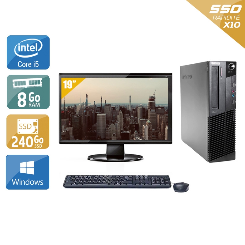 Lenovo ThinkCentre M82 SFF i5 + Écran - 19'' 8Go RAM 240Go SSD Windows 10  Bon étatOccasion certifiée reconditionnée Bon état -  reconditionné disponible sur Kiatoo