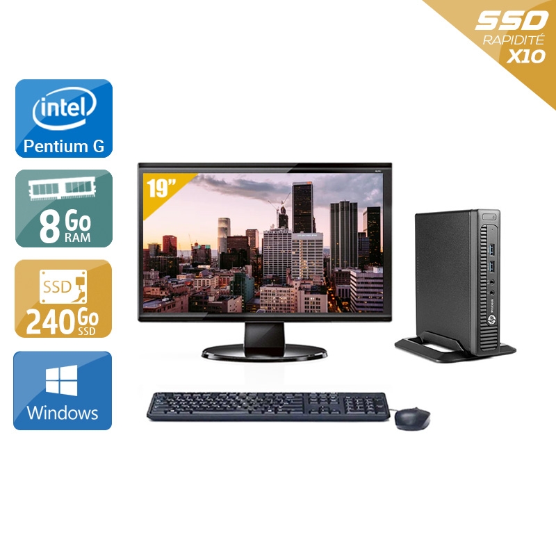 HP ProDesk 600 G1 TINY Pentium G Dual Core + Écran - 19'' 8Go RAM 240Go SSD Windows 10  Bon étatOccasion certifiée reconditionnée Bon état -  reconditionné disponible sur Kiatoo
