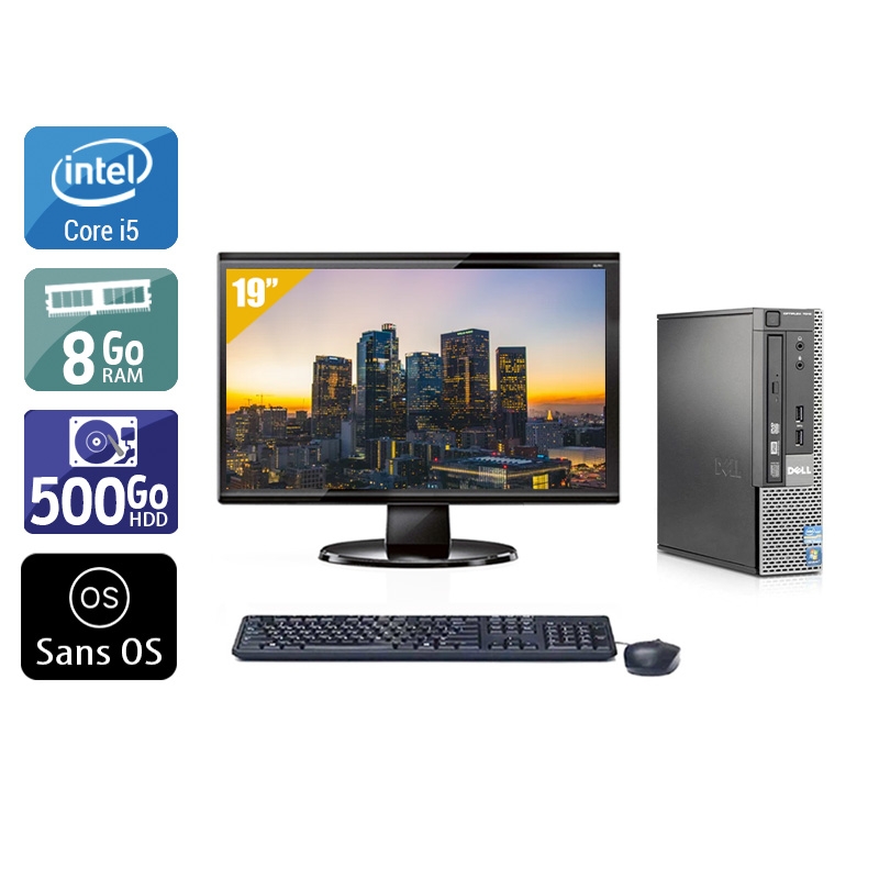 Dell Optiplex 7010 USDT i5 + Écran - 19'' 8Go RAM 500Go HDD Sans OS  État correctOccasion certifiée reconditionnée Bon état -  reconditionné disponible sur Kiatoo