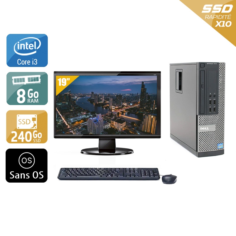 Dell Optiplex 990 SFF i3 + Écran - 19'' 8Go RAM 240Go SSD Sans OS  Très bon étatOccasion certifiée reconditionnée Bon état -  reconditionné disponible sur Kiatoo