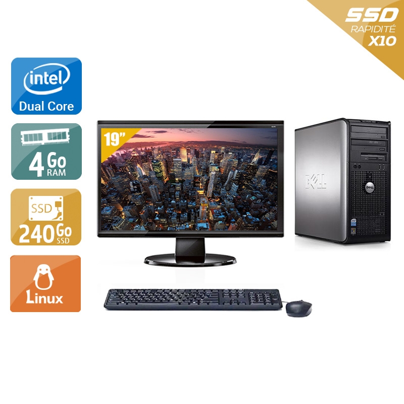 Dell Optiplex 360 Tower Dual Core + Écran - 19'' 4Go RAM 240Go SSD Linux  Très bon étatOccasion certifiée reconditionnée Bon état -  reconditionné disponible sur Kiatoo