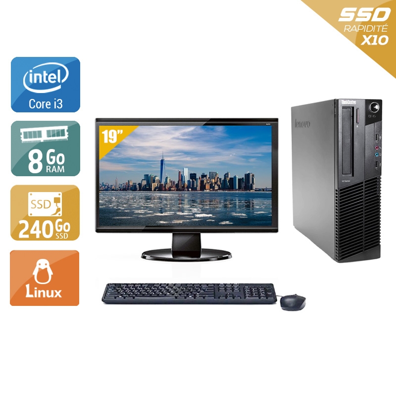 Lenovo ThinkCentre M91 USFF i3 + Écran - 19'' 8Go RAM 240Go SSD Linux  Bon étatOccasion certifiée reconditionnée Bon état -  reconditionné disponible sur Kiatoo