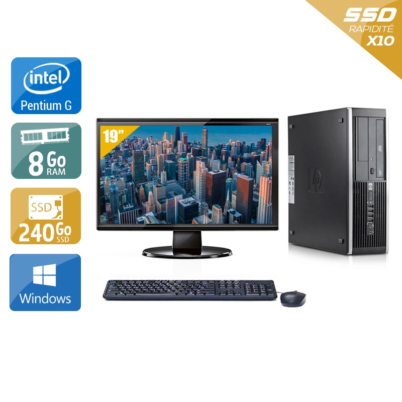 HP Compaq Elite 8100 SFF Pentium G Dual Core + Écran - 19'' 8Go RAM 240Go SSD Windows 10  Bon étatOccasion certifiée reconditionnée Bon état -  reconditionné disponible sur Kiatoo