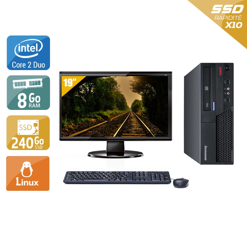 Lenovo ThinkCentre M57 SFF Core 2 Duo + Écran - 19'' 8Go RAM 240Go SSD Linux  Bon étatOccasion certifiée reconditionnée Bon état -  reconditionné disponible sur Kiatoo