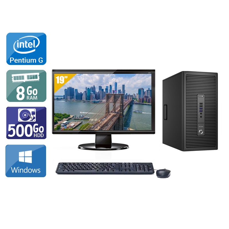 HP ProDesk 600 G2 Tower Pentium G Dual Core Gen 6 + Écran - 19'' 8Go RAM 500Go HDD Windows 10  Bon étatOccasion certifiée reconditionnée Bon état -  reconditionné disponible sur Kiatoo