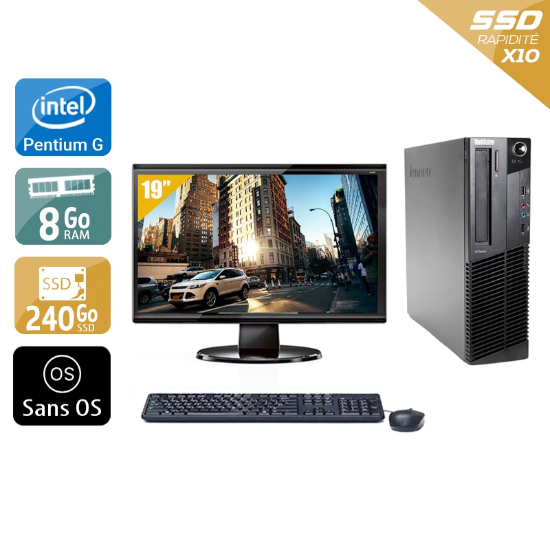 Lenovo ThinkCentre M91 SFF Pentium G Dual Core + Écran - 19'' 8Go RAM 240Go SSD Sans OS  Bon étatOccasion certifiée reconditionnée Bon état -  reconditionné disponible sur Kiatoo