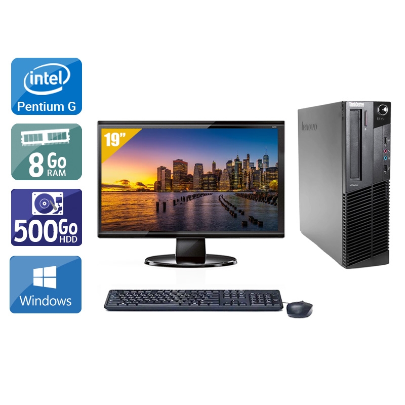 Lenovo ThinkCentre M82 SFF Pentium G Dual Core + Écran - 19'' 8Go RAM 500Go HDD Windows 10  Bon étatOccasion certifiée reconditionnée Bon état -  reconditionné disponible sur Kiatoo
