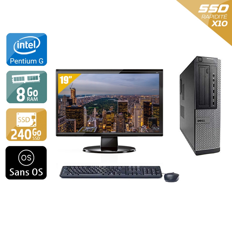 Dell Optiplex 790 Desktop Pentium G Dual Core + Écran - 19'' 8Go RAM 240Go SSD Sans OS  Bon étatOccasion certifiée reconditionnée Bon état -  reconditionné disponible sur Kiatoo