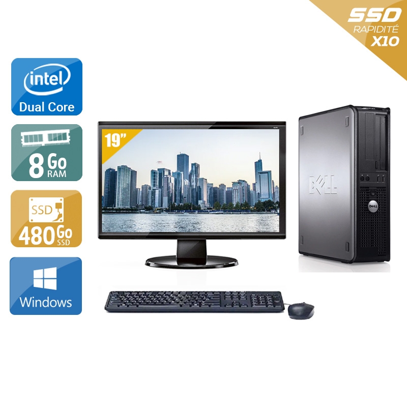 Dell Optiplex 780 Desktop Dual Core + Écran - 19'' 8Go RAM 480Go SSD Windows 10  Bon étatOccasion certifiée reconditionnée Bon état -  reconditionné disponible sur Kiatoo