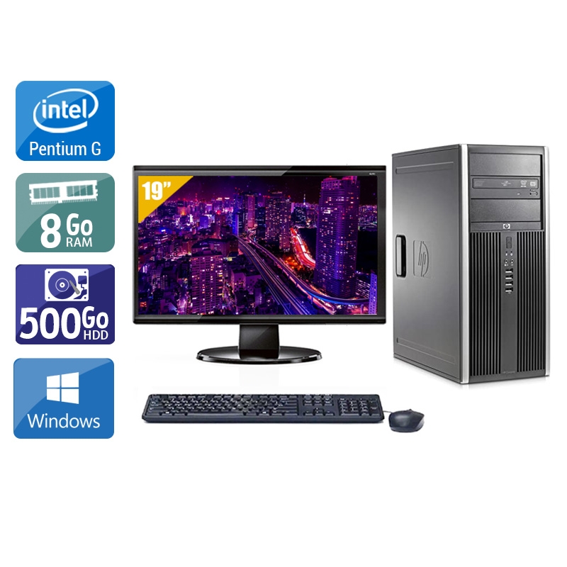 HP Compaq Elite 8300 Tower Pentium G Dual Core + Écran - 19'' 8Go RAM 500Go HDD Windows 10  Bon étatOccasion certifiée reconditionnée Bon état -  reconditionné disponible sur Kiatoo